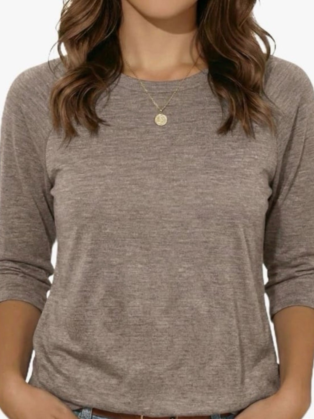 Womens Shirt 3/4 Sleeve Tops Crew Neck Loose size M new